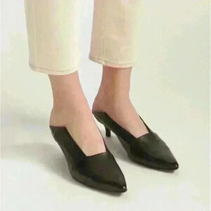 Thakoon Black Leather Kitten Heel Mules Various Sizes NIB